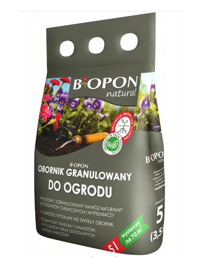 BIOPON NATURAL obornik granulowany do ogrodu 5L