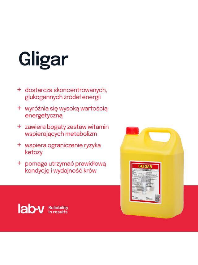 Lab-v Gligar - Mieszanka Paszowa Uzupełniająca Dietetyczna Dla Krów Mlecznych Zmniejszająca Ryzyko Wystąpienia Ketozy 5kg
