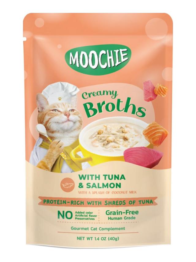 MOOCHIE Creamy Broths With Tuna & Salmon Grain-Free 40g Kremowy bulion z tuńczykiem i łososiem