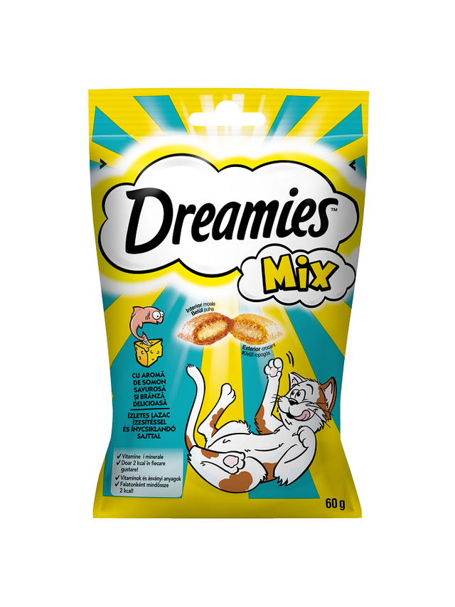 DREAMIES MIX 60 g – przysmak dla kota, z serem i o smaku łososia