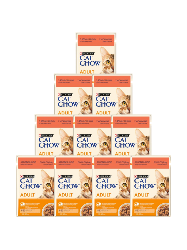 PURINA Cat Chow Adult Karma dla kotów z wołowiną i bakłażanem w galaretce 10x85g