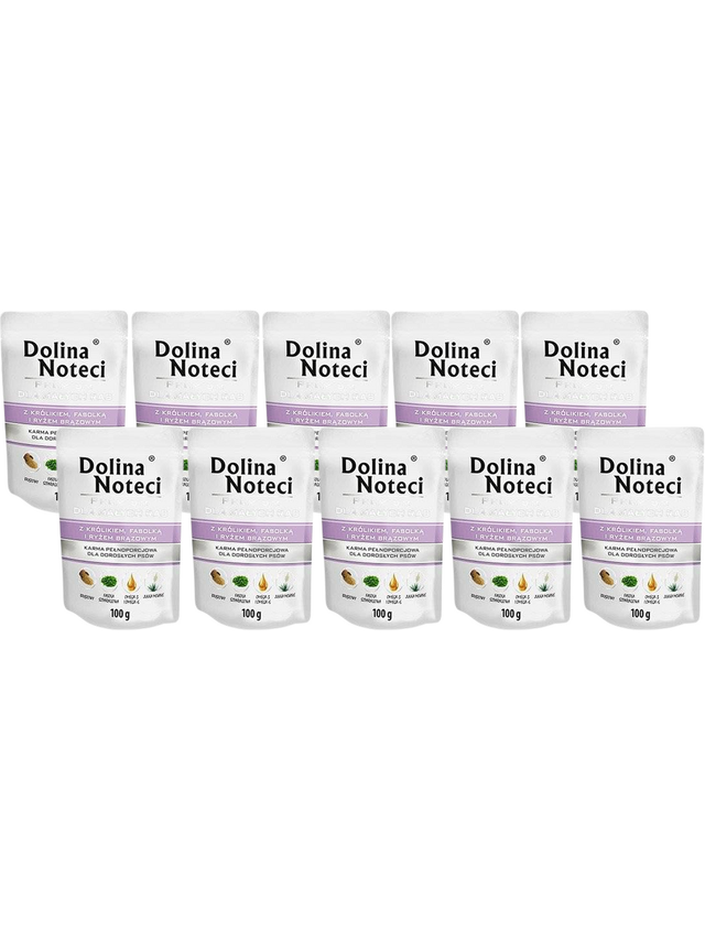 Dolina Noteci PREMIUM dla psów małych ras z królikiem, fasolką i ryżem 10x100g