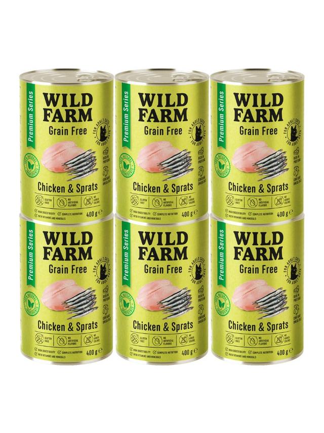 WILD FARM Premium Grain Free Chicken and Sprats 6x400g  - bezzbożowa karma dla kota