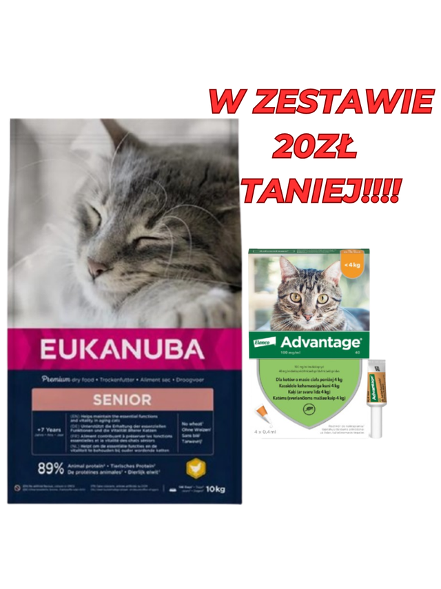 EUKANUBA Top Condition Adult 7+ 10kg + Advantage - dla kotów (0,4mlx4) *roztwór* blister