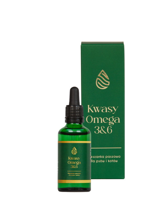Lab-v Kwasy Tłuszczowe Omega 3 i 6 stosowane na ogólną poprawę stanu zdrowia oraz sierści i skóry dla psów i kotów 50ml