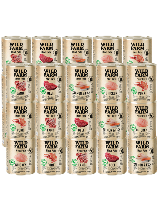 WILD FARM Pate Mix Smaków 30x800g bezglutenowa karma dla psa
