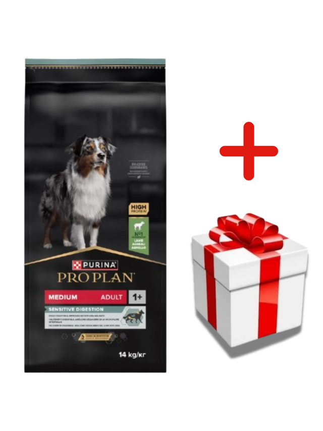 PRO PLAN Sensitive Digestion Medium Adult Karma dla psów bogata w jagnięcinę 14kg + NIESPODZIANKA DLA PSA GRATIS!!