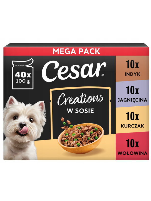Cesar Creations mokra karma dla psa mix smaków w sosie saszetki 40×100g