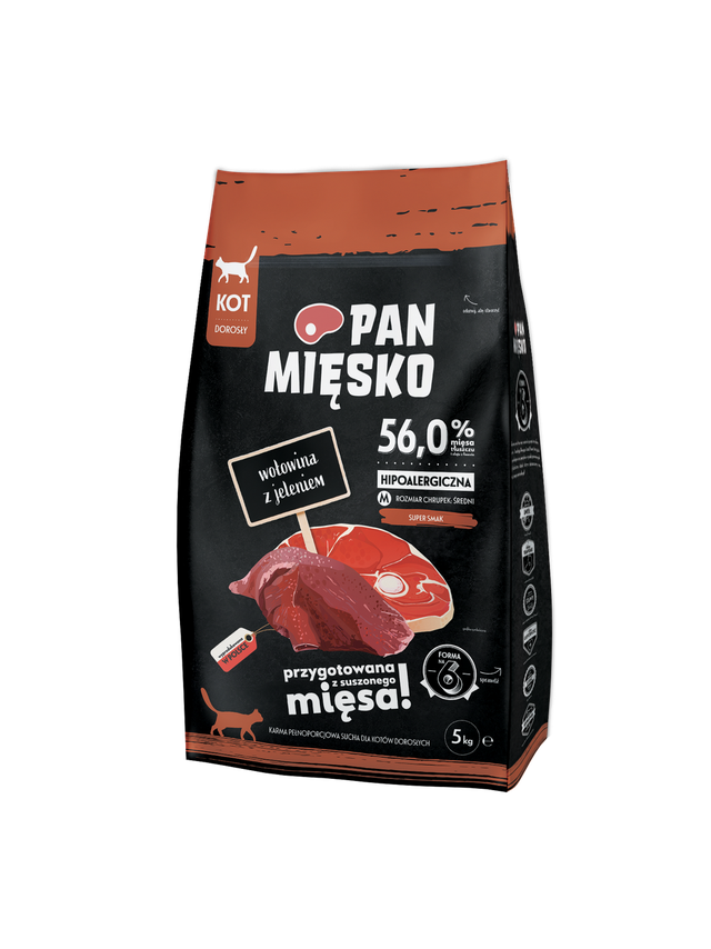 PAN MIĘSKO Wołowina z jeleniem M 5kg dla kota