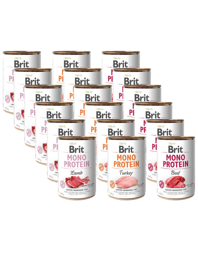 BRIT MONO PROTEIN Mix Smaków 18x400g
