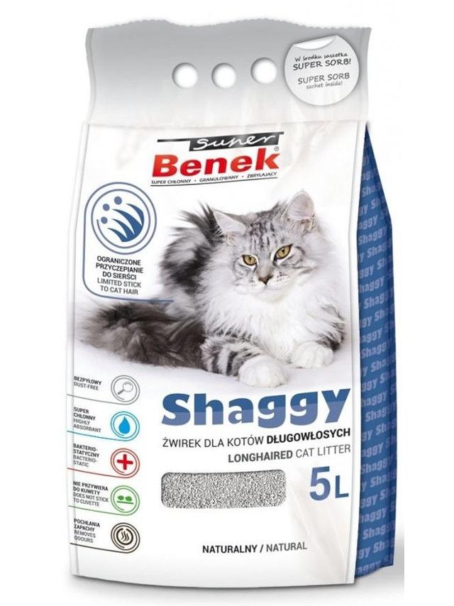SUPER BENEK Żwirek Shaggy - Żwirek dla kotów długowłosych  5L