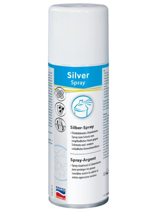 Kerbl Aluminiowy spray do ochrony skóry przed brudem i innymi czynnikami, Silver Spray, 200 ml