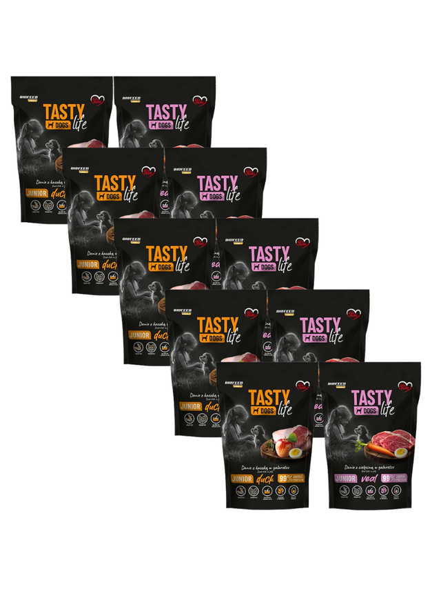 Tasty Dogs Life Junior Danie Mix Smaków w galaretce 10x500g