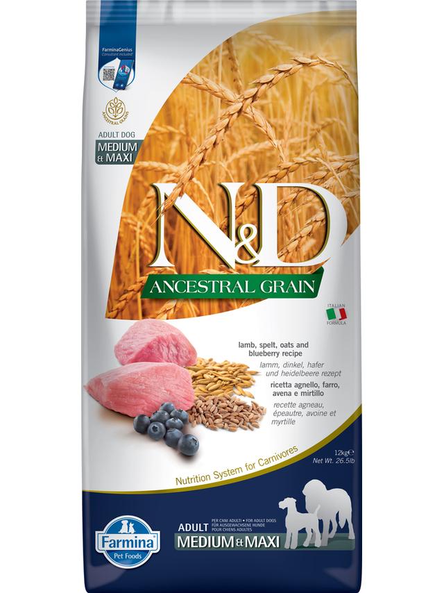 Farmina N&D Ancestral Grain canine LAMB & BLUEBERRY PUPPY MEDIUM & MAXI 12 kg