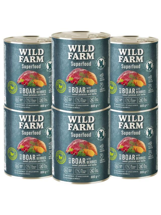 WILD FARM Superfood Wild Boar (Dziczyzna z batatami, jagodami i ziołami) 6x800g bezzbożowa karma dla psa
