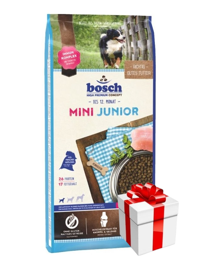 Bosch Junior Mini drób (nowa receptura) 15kg + Niespodzianka dla psa GRATIS