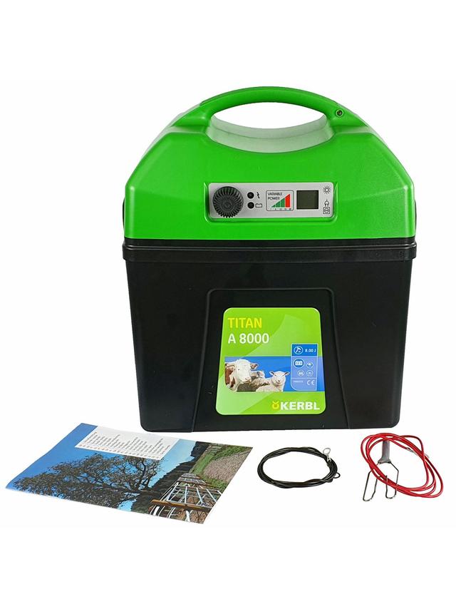 KERBL Elektryzator akumulatorowy TITAN A 8000, dla koni, bydła, dzików, owiec i kóz, 8,0 J