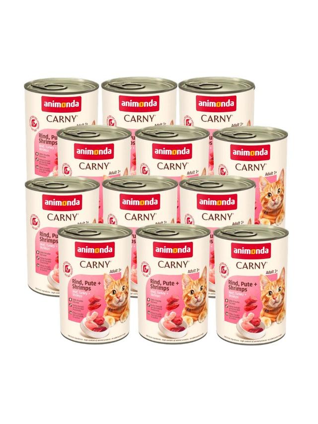 ANIMONDA Cat Carny Adult smak: wołowina, indyk i krewetki 12 x 400g