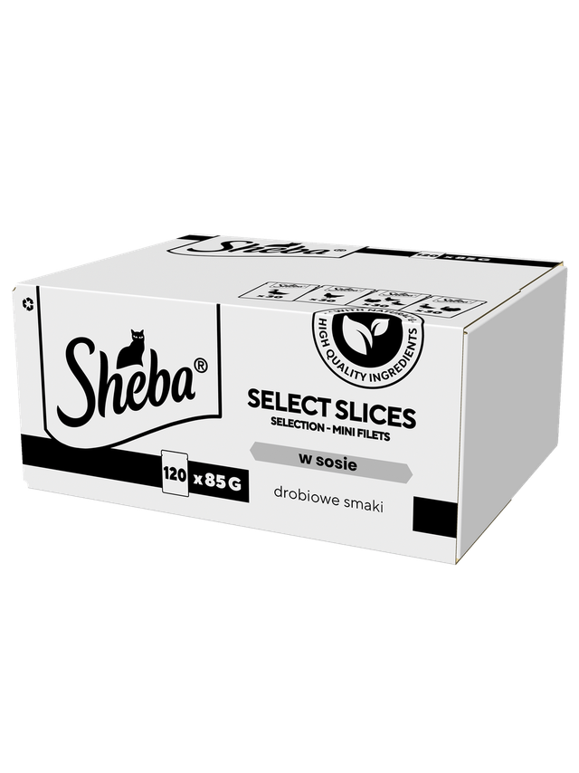 SHEBA Selection Select Slices Drobiowe Smaki saszetki 120x85 g – mokra karma pełnoporcjowa dla dorosłych kotów, w sosie