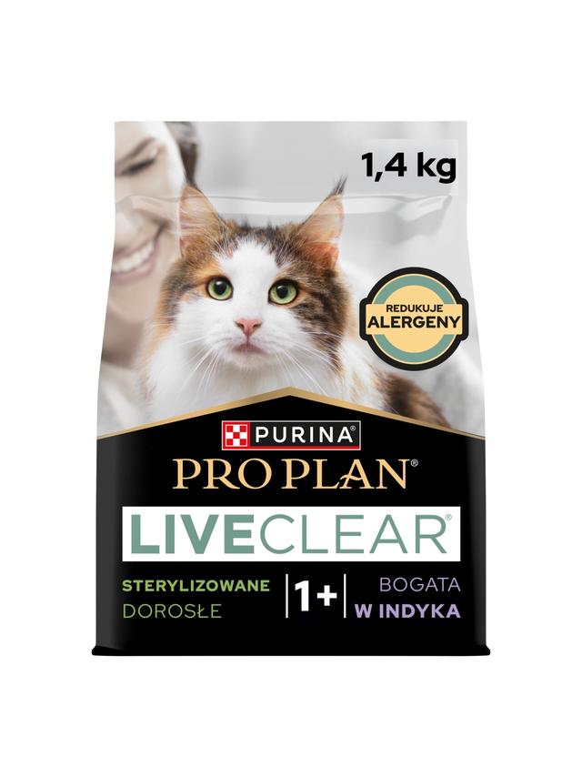 PRO PLAN LiveClear Karma dla dorosłych kotów po zabiegu sterylizacji bogata w indyka 1,4 kg