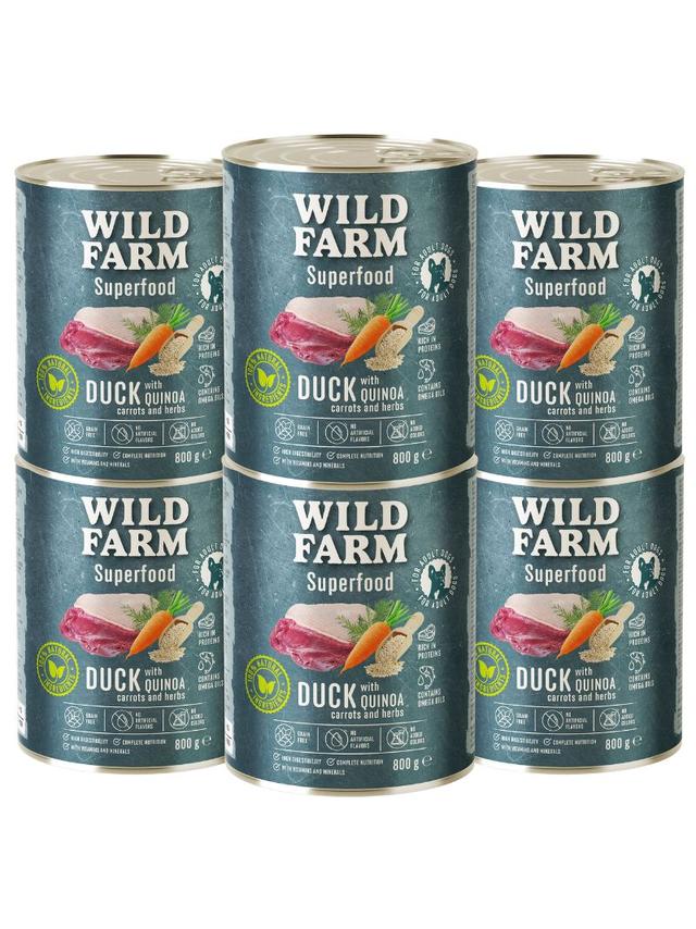 WILD FARM Superfood Duck (Kaczka z komosą ryżową, marchewką i ziołami) 6x800g bezzbożowa karma dla psa