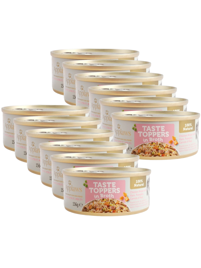 Applaws Taste Toppers Naturalna Mokra Karma dla Psów kurczak z szynką i warzywami 12x156g