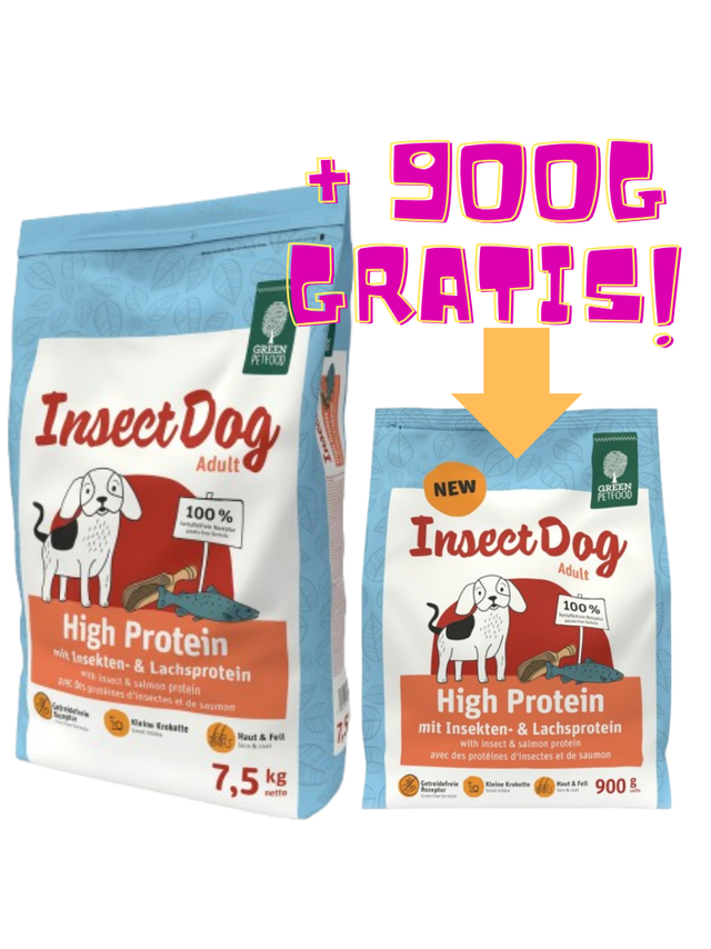 GREEN PETFOOD InsectDog High Protein 7,5kg + GREEN PETFOOD InsectDog High Protein 900g GRATIS!!!