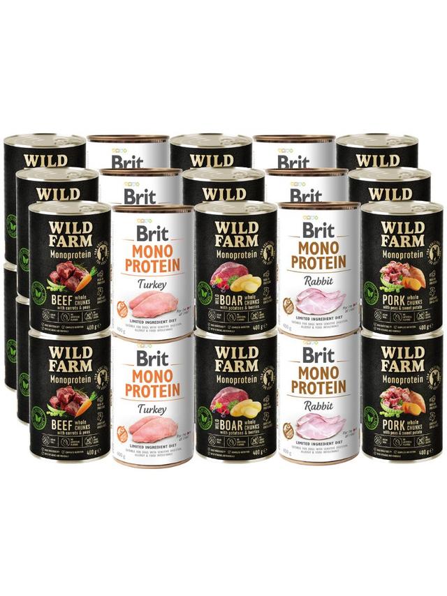 BRIT MONO PROTEIN + WILD FARM Monoprotein 30x400g