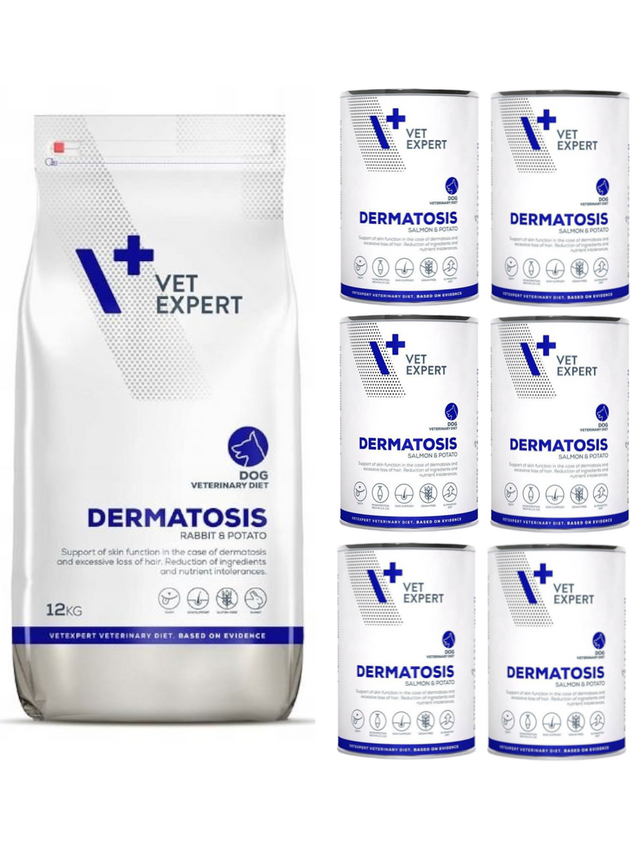 VETEXPERT Dermatosis Rabbit&Potato 12kg + Dermatosis 6x400g