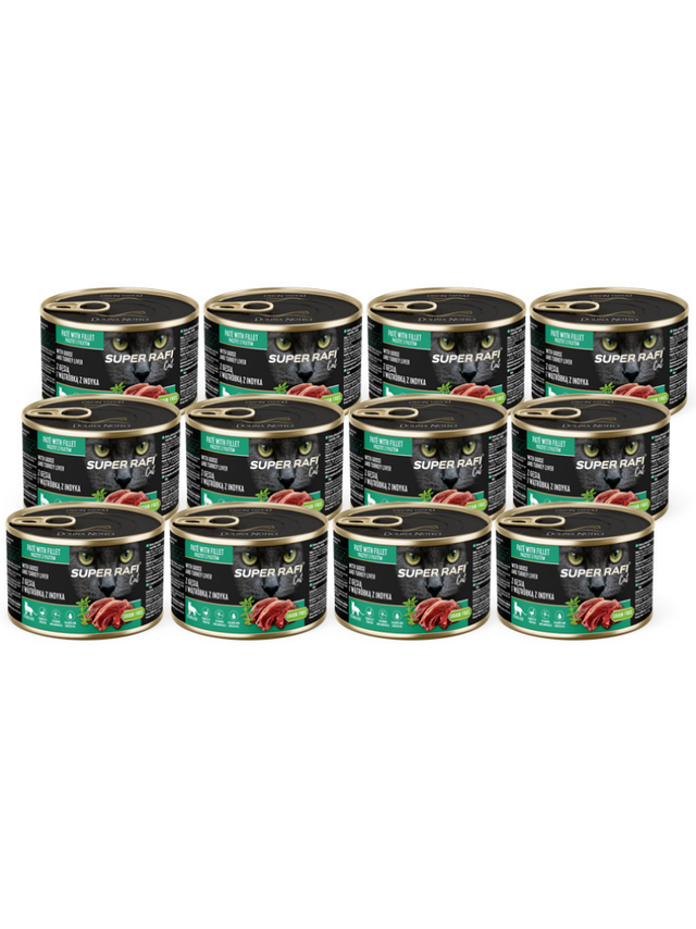 DOLINA NOTECI Super Rafi Cat P&F z gęsią i wątróbką z indyka dla kotów sterylizowanych 12x185g
