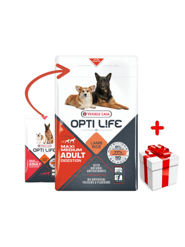 VERSELE-LAGA Opti Life Adult Digestion Medium&Maxi 12,5kg + niespodzianka dla psa GRATIS!