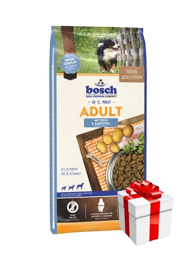 Bosch Adult Fish & Potato, ryba i ziemniak (nowa receptura) 15kg + Niespodzianka dla psa GRATIS