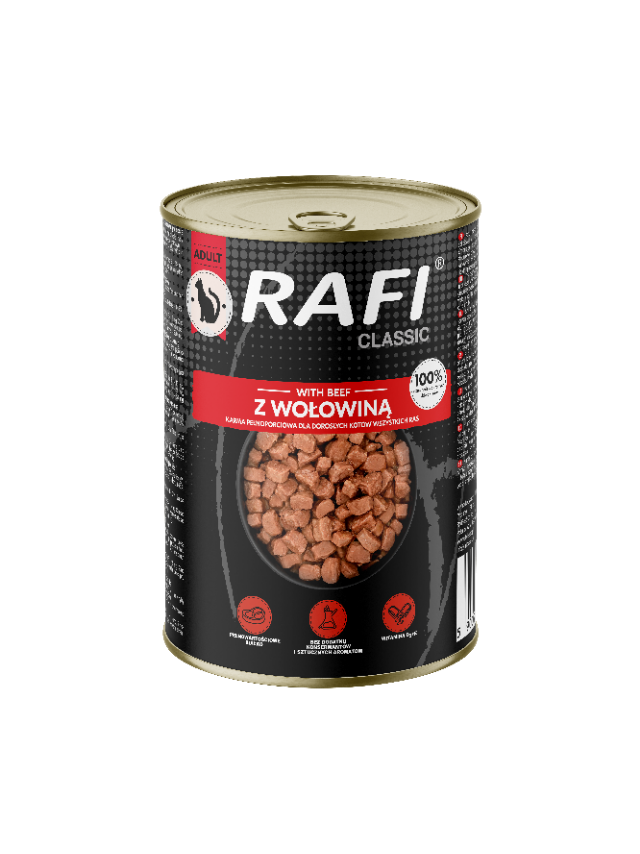 RAFI Cat Kawałki z wołowiną w sosie- puszka 415g