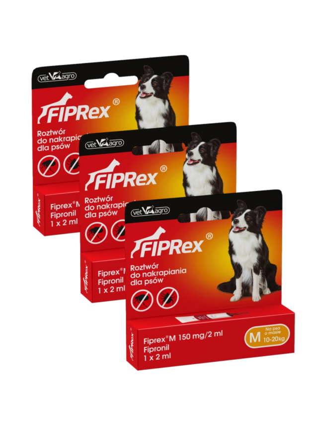 Fiprex M, 150 mg/2ml, roztwór do nakrapiania dla psów (3szt)