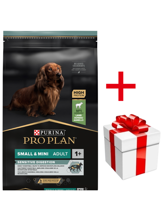 PRO PLAN Sensitive Digestion Small & Mini Karma dla psów bogata w jagnięcinę 7kg+ + niespodzianka dla psa GRATIS!