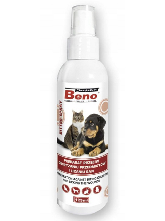 Super Beno Bitter spray Preparat przeciw obgryzaniu przedmiotów i lizaniu ran 125 ml