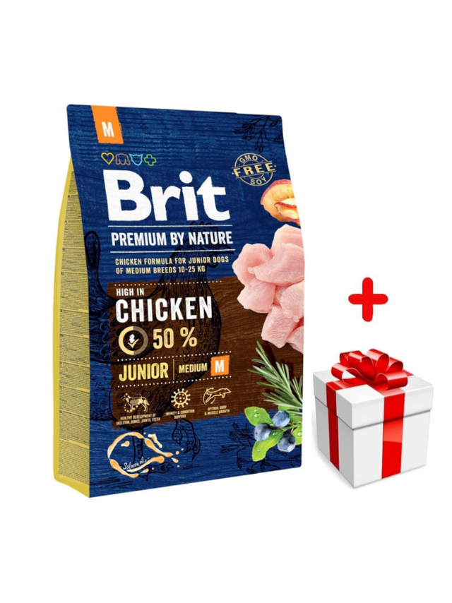 BRIT Premium By Nature Junior M 3kg + niespodzianka dla psa GRATIS!