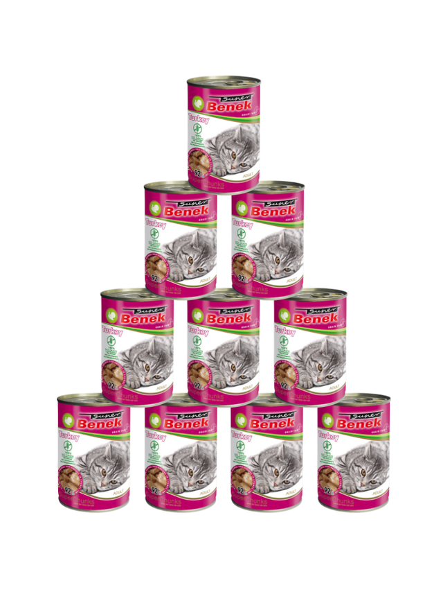 Super Benek KOT bezzbożowe kąski z indykiem w sosie 10x415g