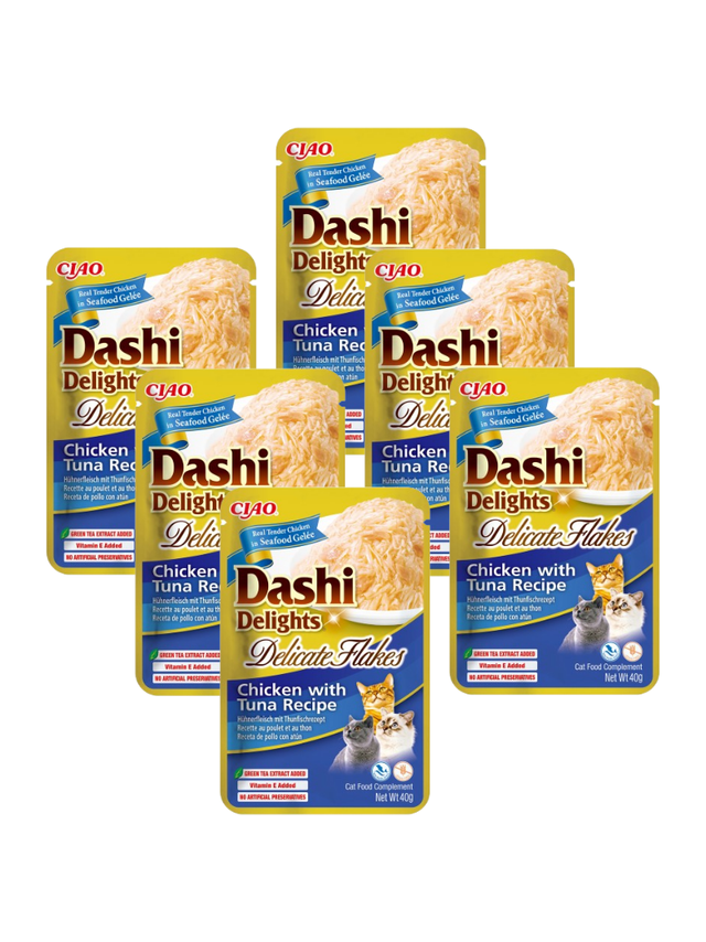 INABA Dashi Delights Delicate Flakes Chicken with Tuna Recipe 6x40g