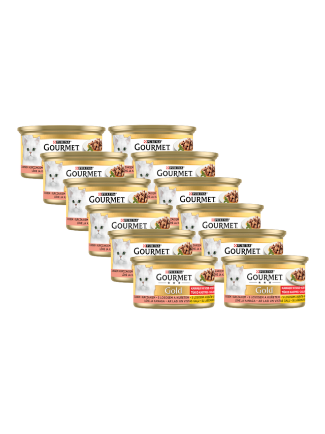 Purina Gourmet Gold łosoś/ kurczak w sosie 12x85g