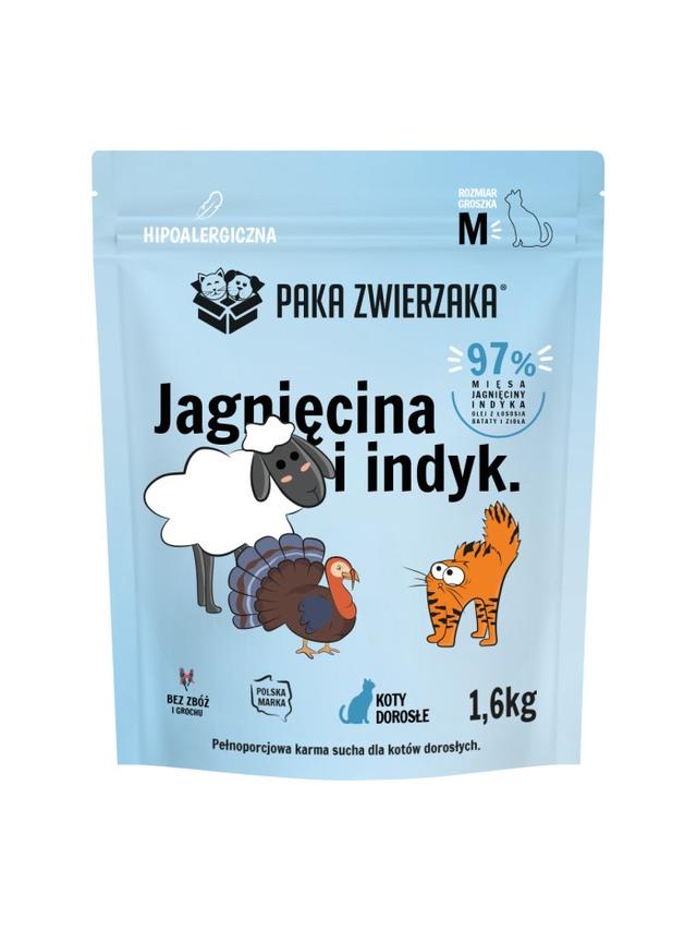 Paka Zwierzaka - Karma sucha KOT Jagnięcina i indyk ''M'' 1,6kg