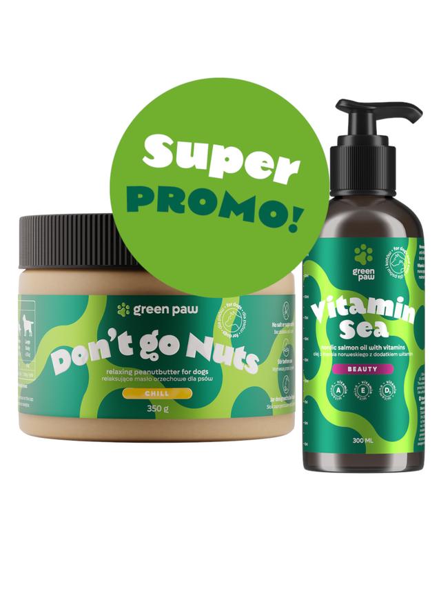 Green Paw Vitamin Sea 300ml - Olej z łososia norweskiego + Masło orzechowe z CBD dla psów 350g (Human Grade)