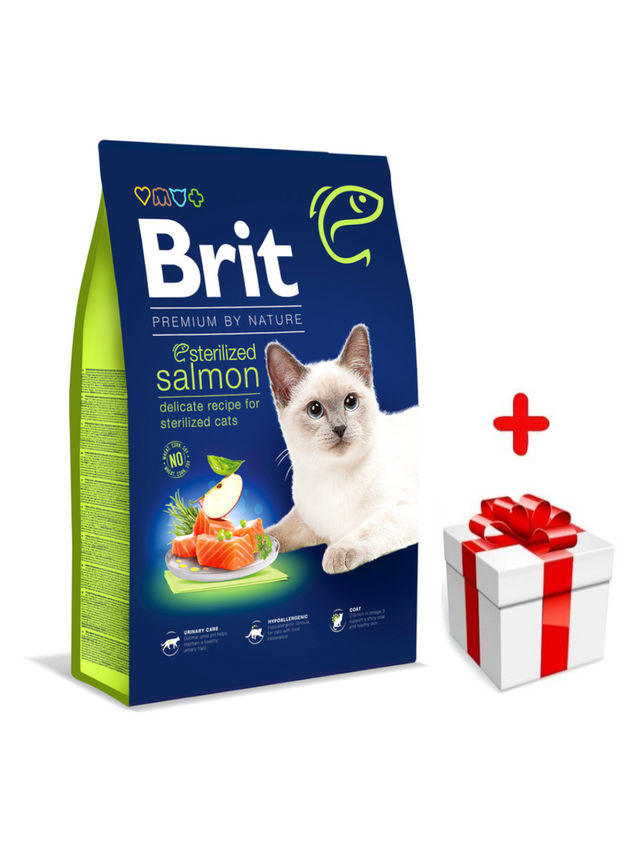 BRIT Cat Premium By Nature Sterilised Salmon 1,5kg + niespodzianka dla kota GRATIS!
