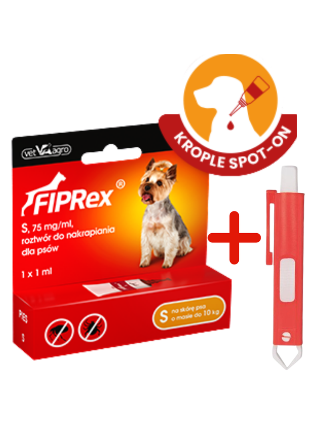 TRIXIE Szczypce do usuwania kleszczy 9cm+ Fiprex S, 75 mg/ml, roztwór do nakrapiania dla psów