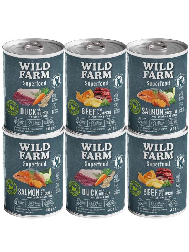 WILD FARM Superfood Mix Smaków 6x400g bezzbożowa karma dla psa