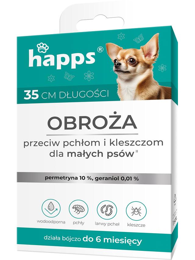 HAPPS - obroża przeciw pchłom i kleszczom dla małych psów 35cm