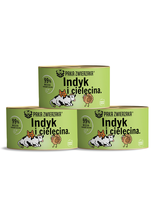 Paka Zwierzaka- karma mokra Indyk i cielęcina 3x200g