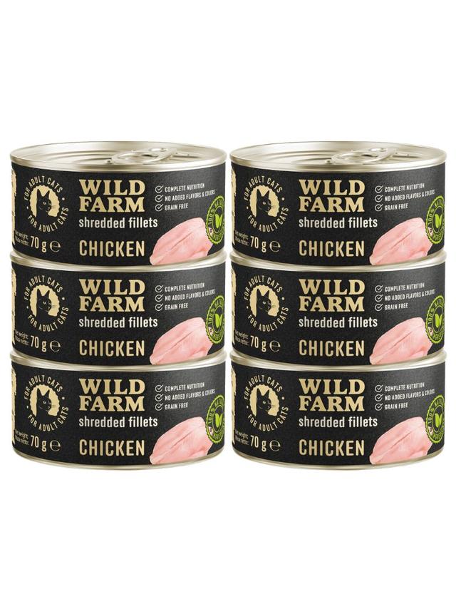 WILD FARM Fillets Chicken 6x70g - bezzbożowa mokra karma dla kota, filet w bulionie