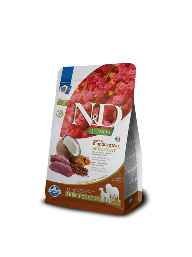 FARMINA N&D Quinoa canine SKIN & COAT VENISON Adult Medium Maxi 7kg
