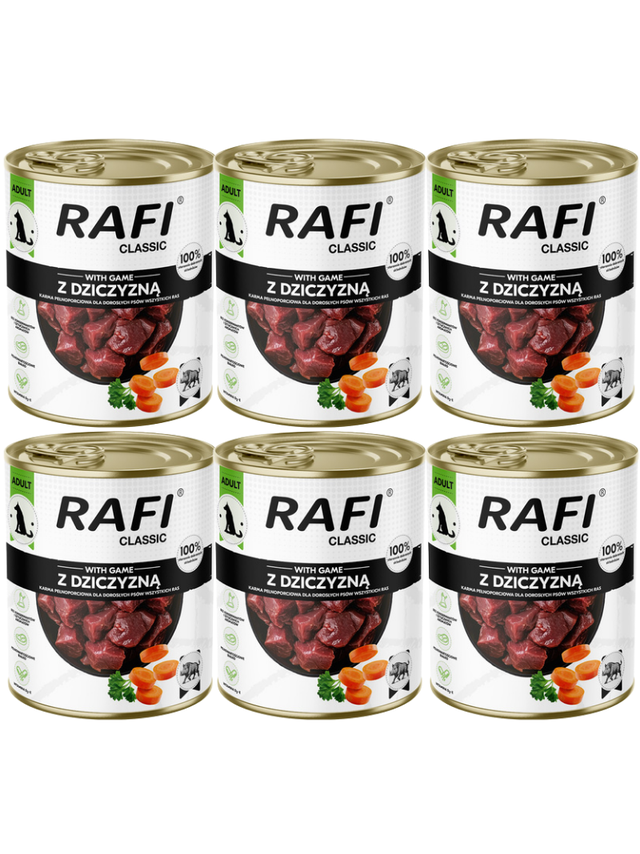 DOLINA NOTECI Mokra karma dla psa Rafi Classic z dziczyzną 6x800g